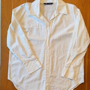 Zara Oversized Cotton Button Down Shirt